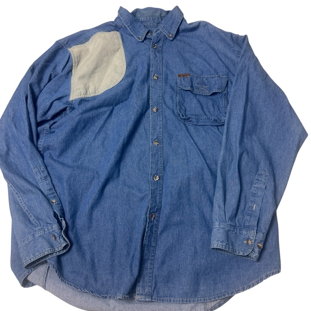 Gander Mountain Guide Series shirt shooting shirt chambray button up denim XLT